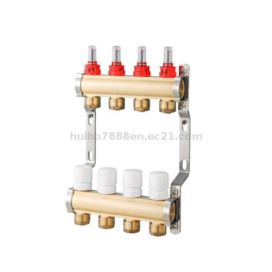 Floor Heating Radiant Brass Manifold with Flow Meter-Hydronic Underfloor Heating Distribution Block-H